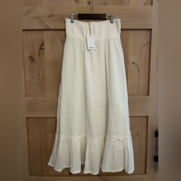 NWT! Quince Women’s  White Organic Cotton Gauze Smocked Maxi Skirt, Size XS. - Picture 2 of 5